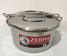 Load image into Gallery viewer, Tiffin Zebra Brand Stainless Picnic Lunch Box 1Tier 2Layer Food Carrier Size 14&quot;