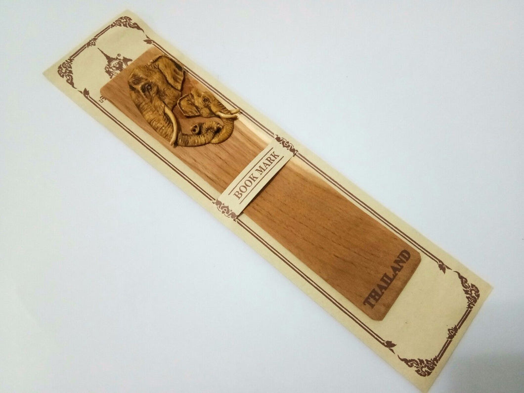 Carved Elephant Bookmark Wooden Craft Handmade Ver.2 Accessory Collectibles