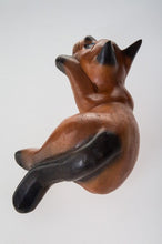 Load image into Gallery viewer, Blue Eye Cat Wood Carved Figurine Desk Table Decor Rest Posture Cute Collectible