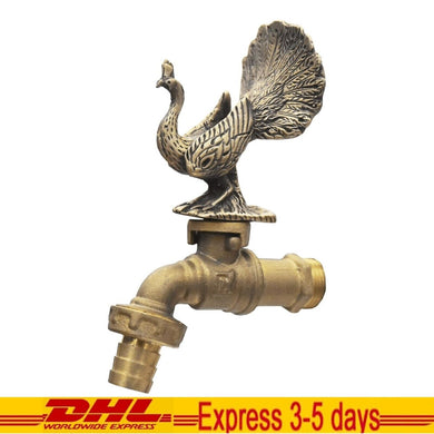 Brass Garden Faucet Tap Water Peacock Kitchen Handle Spigot Outdoor Yard