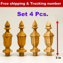 Load image into Gallery viewer, 4Pcs TEAK WOOD FINIALS Antique Furniture Home DIY decor Project Dia 1 inch