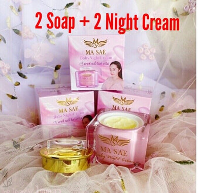 4 pcs 2 Skin Whitening soap collagen 2 Night Cream Dark Spot Corrector Remover