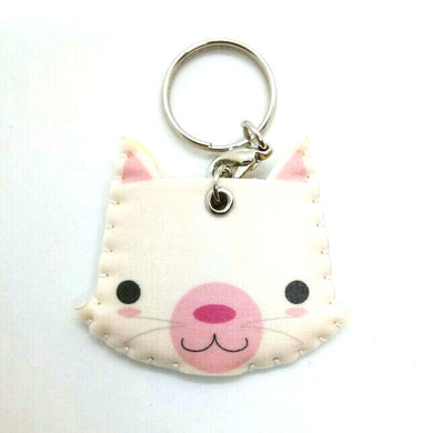 Cat White Funny Cute Keyring Keychain Foam Canvas Sew margine Fridge Collectible