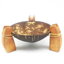 Load image into Gallery viewer, Soap Dish Dispenser Vintage Coconut Shell Teak Wood Shower Bahtroom Handmade