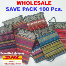 Load image into Gallery viewer, 100Pcs Thai Elephant Fabric Bag Shoulder Cross body Wallet Purse Zip Wholesale