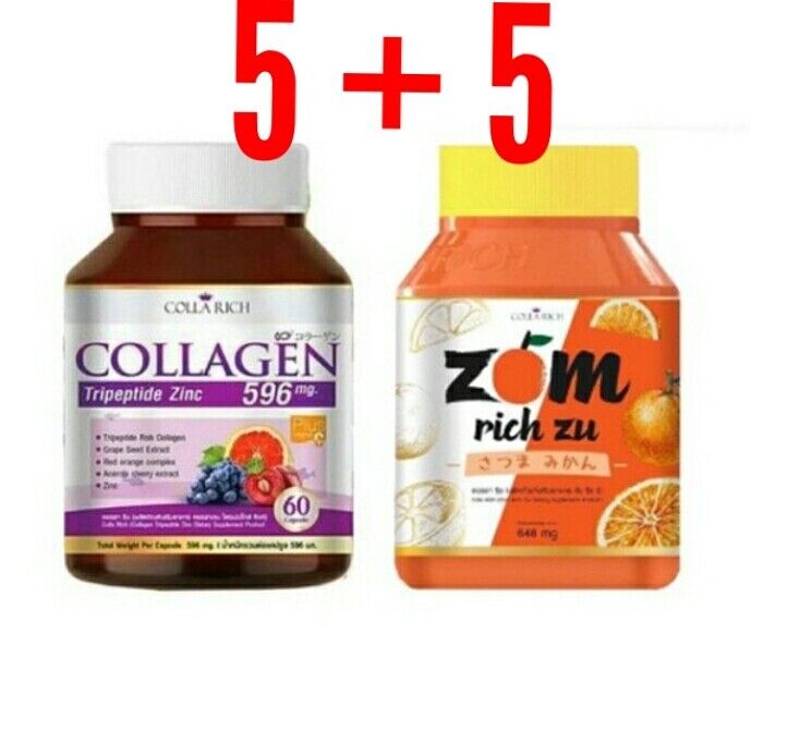 5 Colla Rich Collagen & 5 Zom Rich Zu Whitening Skin Anti Oxidant Wrinkle VitC