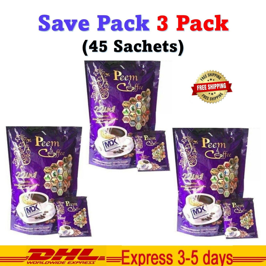 3x Peem Instant Coffee Herbs For Health 22 In 1 Lingzhi Mushroom Ginkgo Leaves
