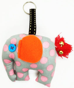 Keyring Scotch Doll Elephant Pattern Sewing Charm Cute Fabric animal lover