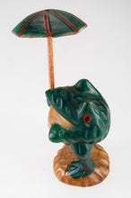 Load image into Gallery viewer, Frog Figurine Wood Carved Green Idea Hand Painted Cute Animal Figure Decor Craft