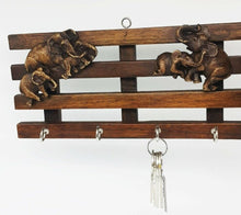 Load image into Gallery viewer, Key Hanger Wall key Teak Wooden elephant Brown Organizer Storage 4 Hooks