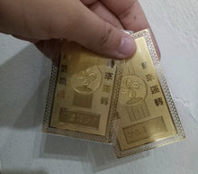 Load image into Gallery viewer, 10x Gold Card Che Kung Temple HK Authentic Fetish Bring Wealth Money Luck DHL