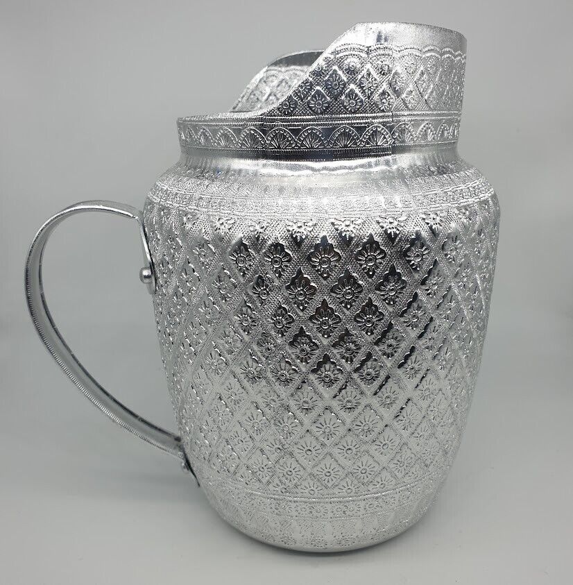 Pitcher Jug Jar Mug Aluminum Liquid Water Vintage Thai Silver Drinking