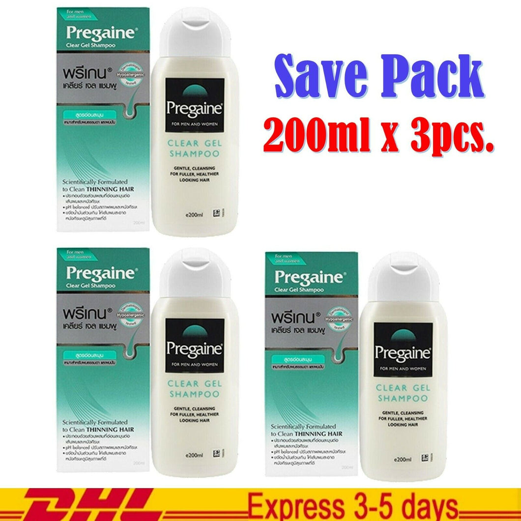3xPregaine Clear Gel Shampoo Prevent Hair Loss Solution Remove Excess Oil 200ml