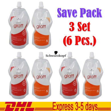 6Pcs GLATT 0 SCHWARZKOPF Hair Straightening Rebonding Straightener Cream Curly