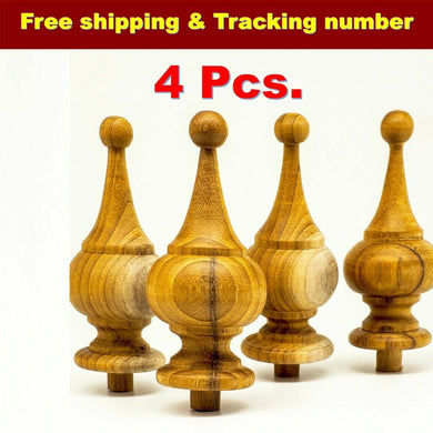 4x Wooden Teak finials Antique Clock Furniture home decor Vintage DIY