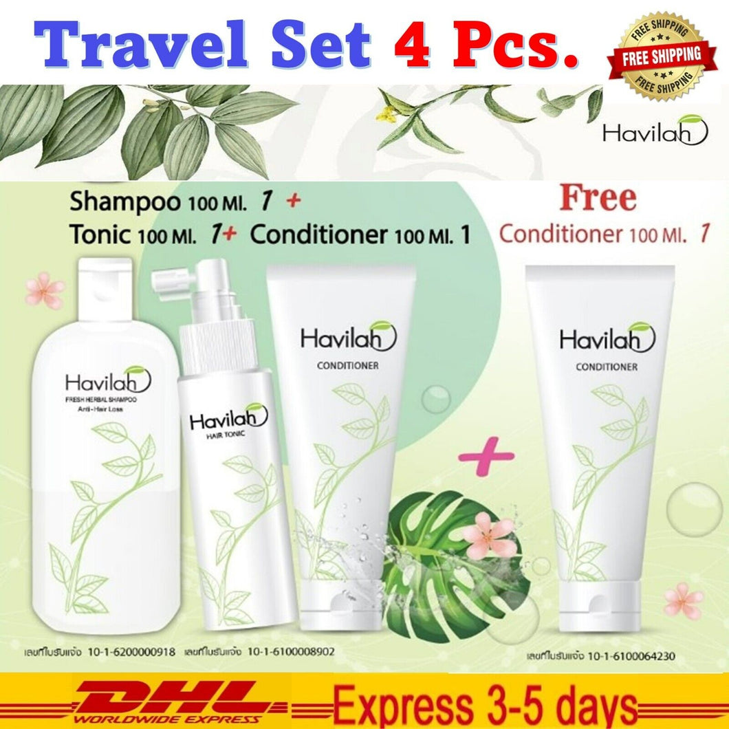 Travel set 3 Havilah Herbal Shampoo, Conditioner, Tonic Growth Reduce Hair Loss