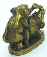 Load image into Gallery viewer, Elephant Couple Miniature Brass Amulet Talisman Love Charm Magic Thai Pendant