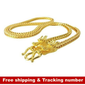 26 " Dragon 22K 23K 24K THAI 5 BAHT YELLOW GOLD GP Necklace Jewelry UNISEX