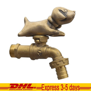 Brass Garden Faucet Tap Water Dog Cartoon Kitchen Handle Spigot Outdoor Yard