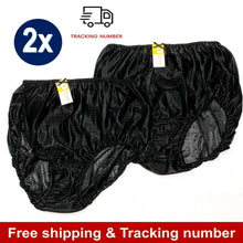 Load image into Gallery viewer, x2 Vintage Panties Nylon Lace Silky Bikini Hi Briefs Knicker Black Underwear LL