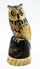 Load image into Gallery viewer, Owl Sculpture Water Buffalo Horn Carved 5&quot; Feng Shui Bird Decor Collectible Gift