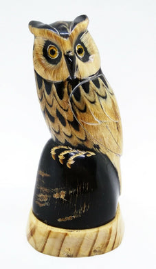 Owl Sculpture Water Buffalo Horn Carved 5