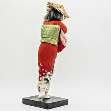 Load image into Gallery viewer, Vintage Japanese Sosaku Kokeshi Wooden Dolls 7.5" Paint Carved Kimono Signed