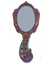 Load image into Gallery viewer, Vintage Vanity Set Peacock Flower Pattern Hand Painted Mirror Comb Brass Make up