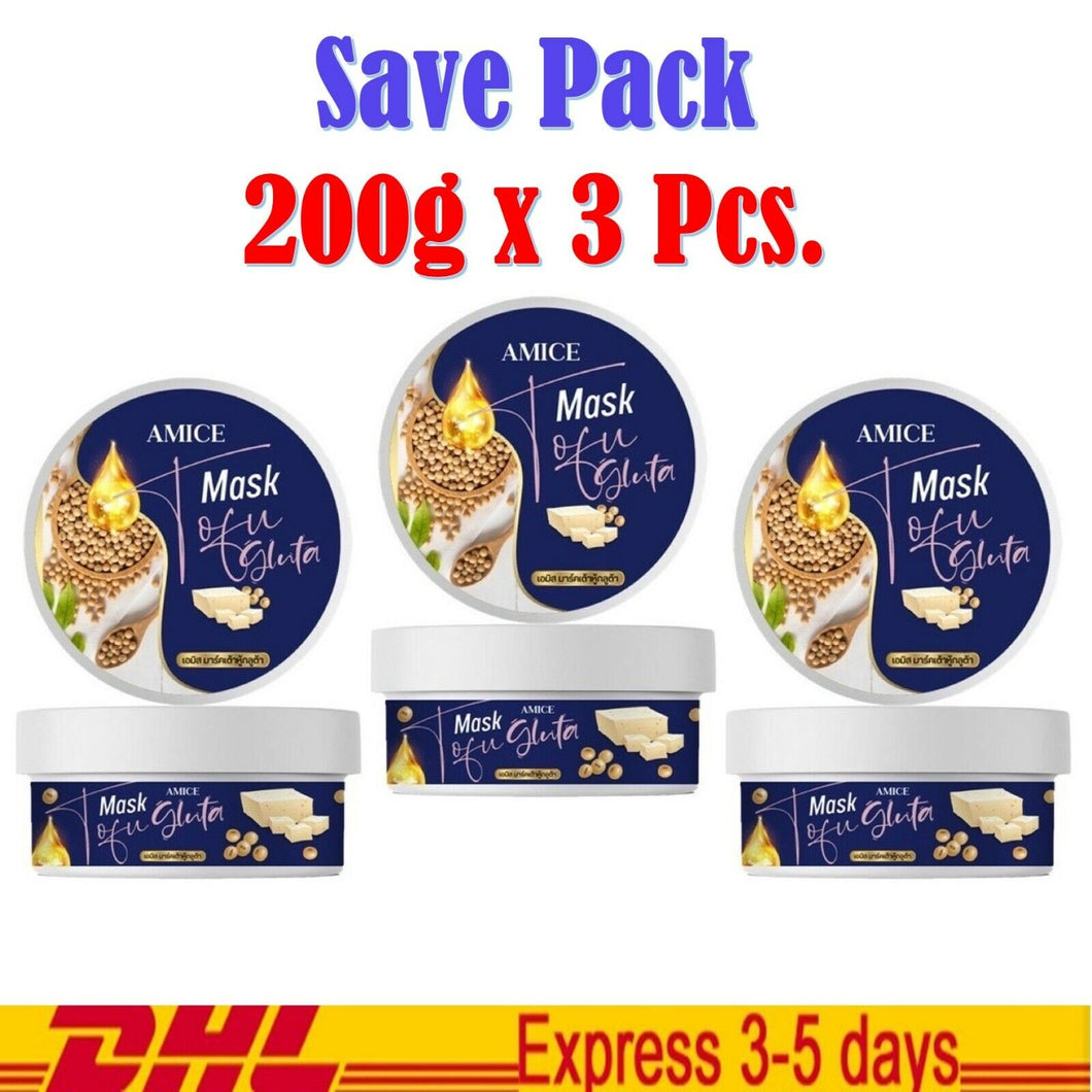 3x Amice Mask Tofu Gluta White Body Soft Moisturized Beauty Aura Skin Care 200g