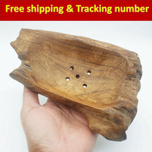 Load image into Gallery viewer, Hand Carved Wood Teak Wooden Bowl Box Natural Fruit Soap Dish Vintage