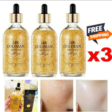 3x 24K Gold Facial Serum Goldzan Ampoule Pure Gold 100ml Anti-Aging Firming Skin