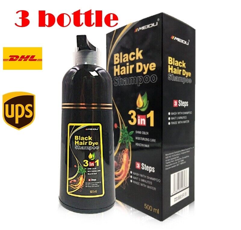 3X Meidu Dye Hair Color Shampoo change color in 5 minutes dark brown black 500ml