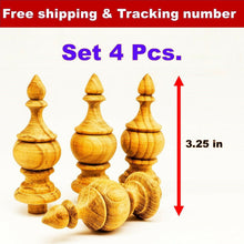 Load image into Gallery viewer, 4x Wooden Teak Finials Replacement Antique Clock Bed post Furniture Decor DIY