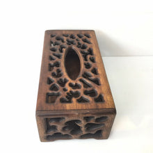 Load image into Gallery viewer, Teak Wood Wooden Tissue Box Cover Rectangular Holder Vintage Craft Decorative