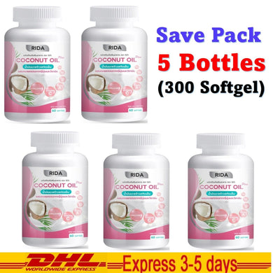 5x Rida Coconut Oil Cold Pressed Collagen Vitamins Clear Skin Sliming 60 Solfgel