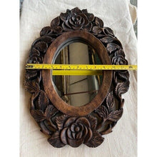 Load image into Gallery viewer, Wood Hand Carved Mirror with Frame Vintage Style Wall Art Rose Home Decor Craft