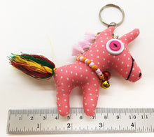 Load image into Gallery viewer, Doll Unicorn Pink Horse Keyring sewing charm cute keychain animal lover Fabric