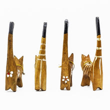 Load image into Gallery viewer, Set of 4 Cat Figurine Vintage Wood Carved Hand Art Painted Statue Wooden Vintage