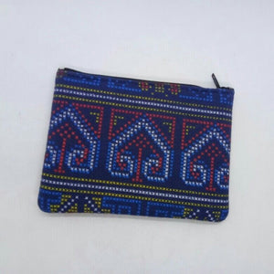 Purse Thai style Black Blue Elephant Fabric Handmade pattern animal charm gift
