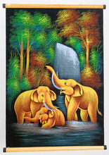 Load image into Gallery viewer, Velvet Painting Elephant Herd Wall Hanging Hand Craft Art Decor Waterfall Forest