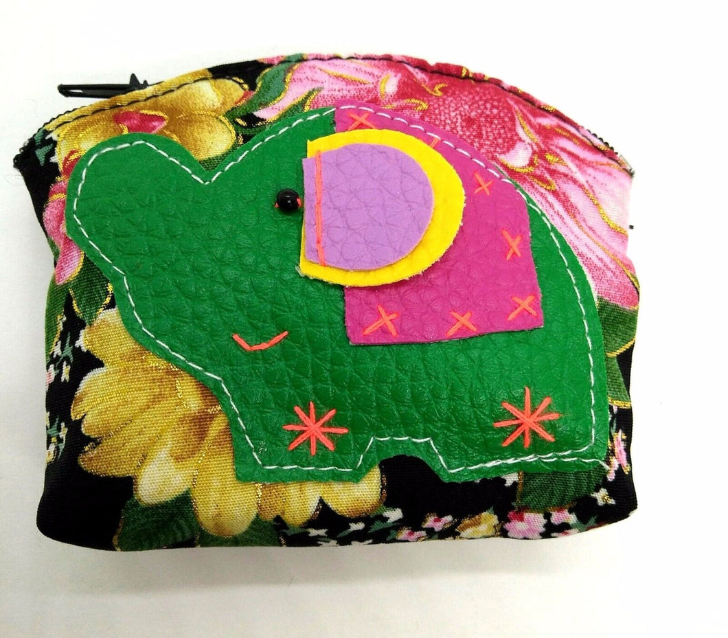 Elephant Mini Cute V12 Purse Sewing Handmade Fabric Thai style colorful pattern