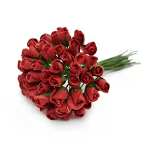 Load image into Gallery viewer, 50 Red Tiny Rose Scrapbooking Crafts 5mm Mulberry Paper Flower Card Wed Dollhous