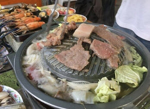 Thai Korean BBQ Grill Pan 12" Easy Cleaning Aluminium Charcoal Gas Stove Picnic