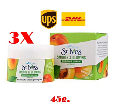 3x St.Ives Smooth & Glow Pudding Apricot Cream Moisturizer Skin Anti aging 45g.