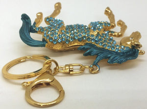 Horse Diamond keyring Blue Gold Thailand Trip keychain gifts traveling backpack