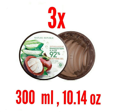 3x SOOTHING & MOISTURE GEL ALOE MANGOSTEEN 92% Anti Oxidant Protect Skin 300 ml