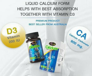 2x 60 Caps AUSWELLLIFE Calcium Plus Liquid 900 mg Vitamin D3 Increase Calcium