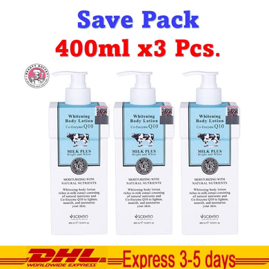 3 x Beauty Buffet Scentio Milk Plus Body Skin Radiant Lotion Co-Enzyme Q10 400ml