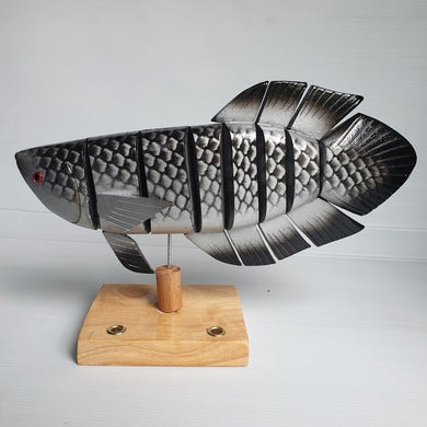 Fish Stand Hand Teak Wooden Art Sculpture Wood Handmade Thai Hand Carved