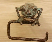 Load image into Gallery viewer, Brass Roll Tissue Paper Holder Hang GREEN FROG Toilet Wall free standing toilet